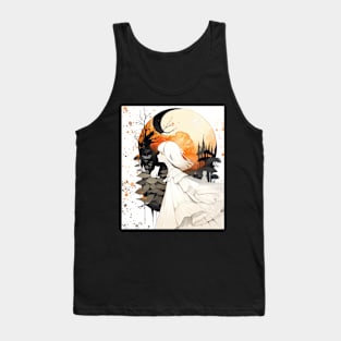 kawaii lady cat fantasy world ink style Tank Top